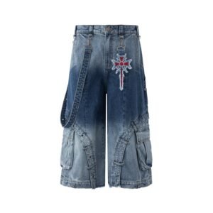Men's Patchwork Gradient Retro Heavy-duty Washed Jeans