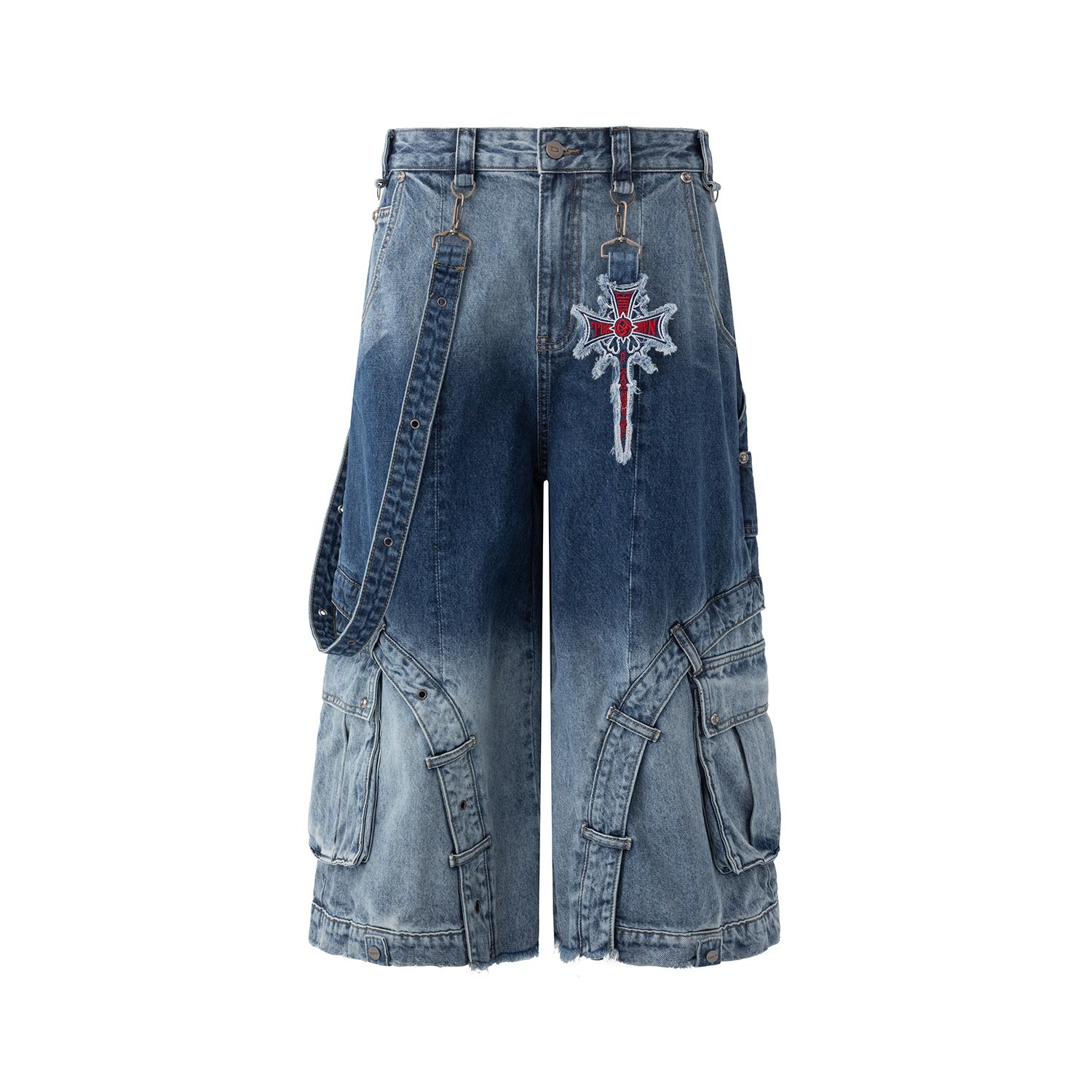 Men's Patchwork Gradient Retro Heavy-duty Washed Jeans