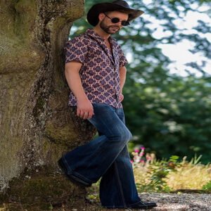 Cowboy Bell-bottom Punk Style Retro Embroidered Stretch Denim Men